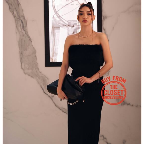 ZARA Strapless Faux-Fur Midi Dress 🖤✨ NWT | Size M - Picture 13 of 16